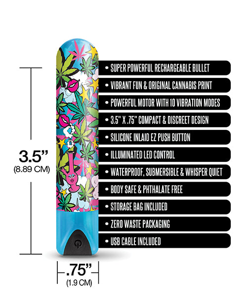 Buzzed 3.5 Inch Rechargeable Bullet - Stoner Chick Blue