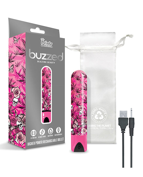 Buzzed 3.5 Inch Rechargeable Bullet - Blazing Beauty Pink