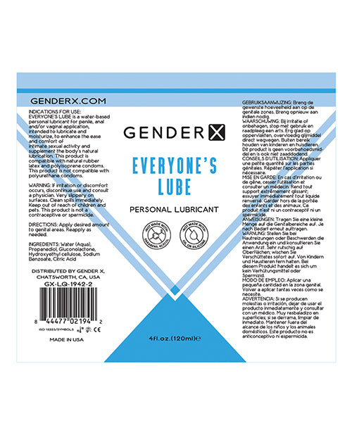 Gender X Flavored Lube - 4 Oz Everyone's