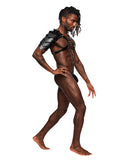 Aquarius Pu Leather Chest Harness W-half Sleeve Black O-s