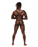 Aquarius Pu Leather Chest Harness W-half Sleeve Black O-s