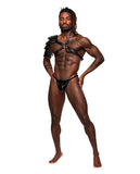 Aquarius Pu Leather Chest Harness W-half Sleeve Black O-s