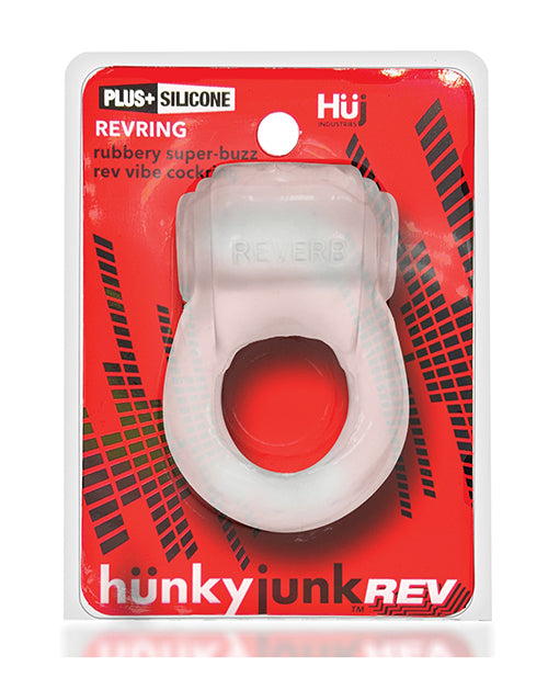 Hunkyjunk Revring Cock Ring W/vibe - Clear W/blue Vibe