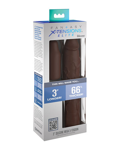 Fantasy X-tensions Elite 9 Inch Sleeve W-3 Inch Plug - Brown