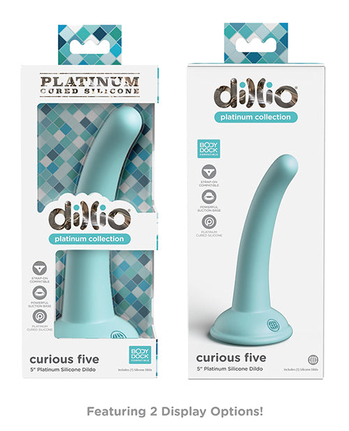 Dillio Platinum 5 Inch Curious Five Silicone Dildo - Teal