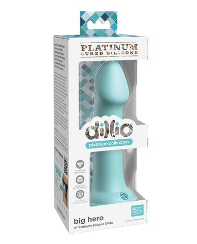 Dillio Platinum 6 Inch Big Hero Silicone Dildo - Teal