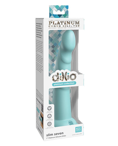 Dillio Platinum 7 Inch Slim Seven Silicone Dildo - Teal