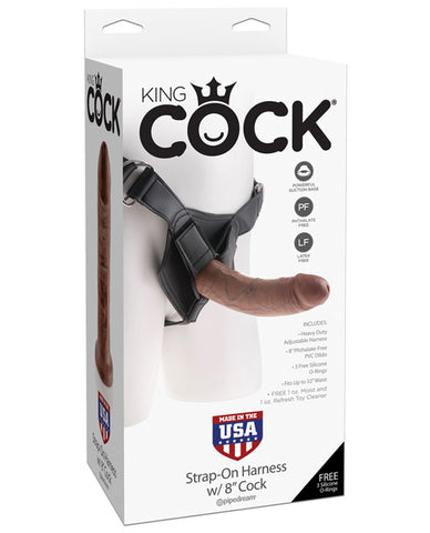 King Cock Strap On Harness W-8 Inch Cock - Brown