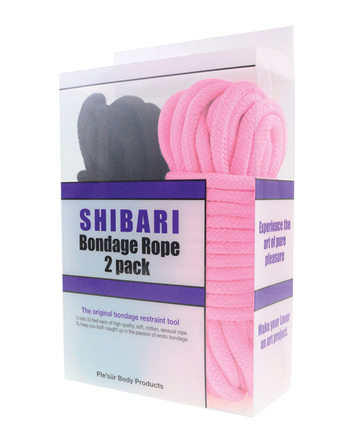 Plesur Cotton Shibari Bondage Rope 2 Pack - Black-pink