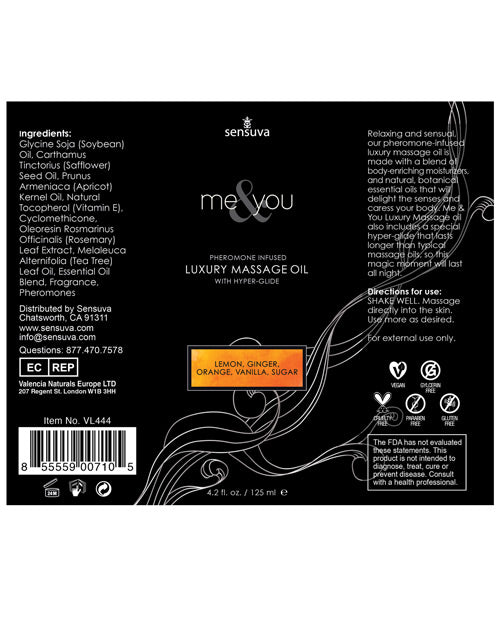 Sensuva Me & You Massage Oil - 4.2 Oz Sugar & Citrus