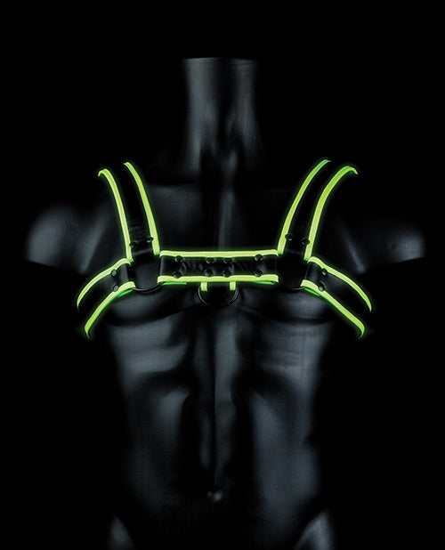 Shots Ouch Chest Bulldog Harness - Glow In The Dark L-xl