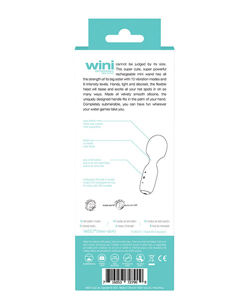 Vedo Wini Rechargeable Mini Wand - Tease Me Turquoise