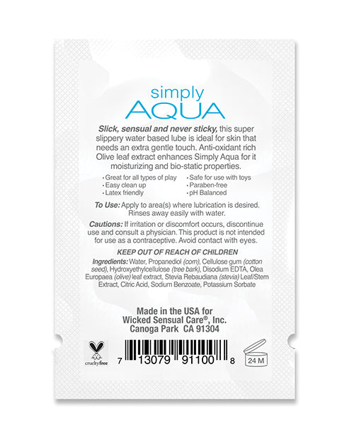 Wicked Sensual Care Simply Aqua Water Based Lubricant - .1 Oz
