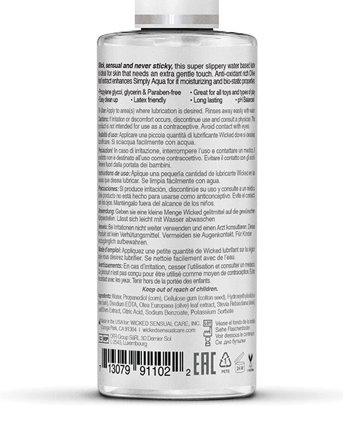 Wicked Sensual Care Simply Aqua Water Based Lubricant - 2.3 Oz
