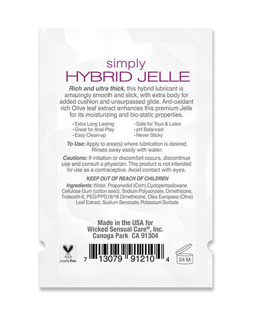 Wicked Sensual Care Simply Hybrid Jelle Lubricant - .1 Oz