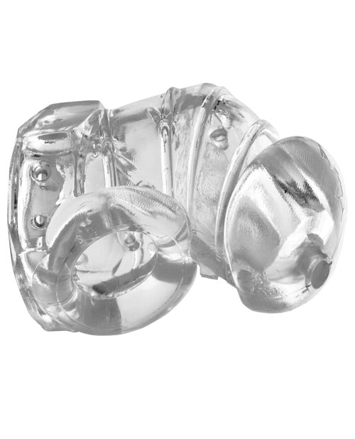 Master Series Detained 2.0 Restrictive Chastity Cage W/nubs - Clear