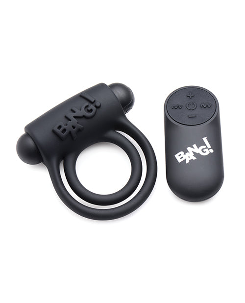 Bang! Vibrating Cock Ring & Bullet W-remote Control - Black