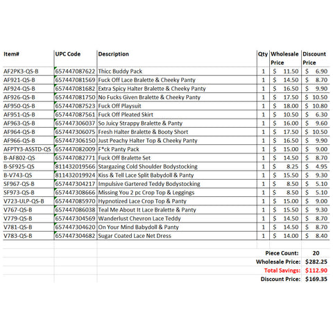 FL 20 Piece Grab Bag Queen Size Mix A