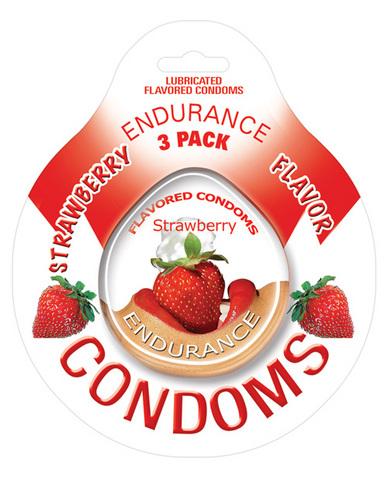 Endurance Flavored 3Pk Condoms-Straw