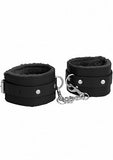 Ouch! Plush Leather Handcuffs Black