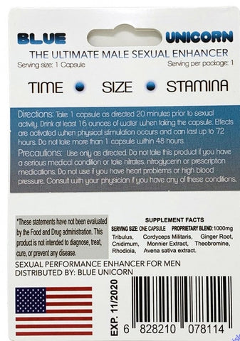 Blue Unicorn Male Sexual Enhancement Blue Pill