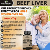 Wholesome Grass Fed Desiccated Beef Liver Capsules 180 Pills 750mg
