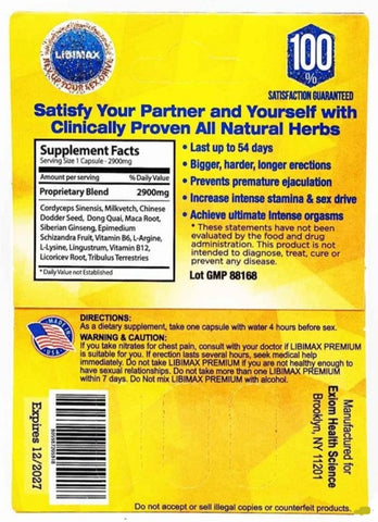 Premium 2900mg Trio 54 Premium Days Male Enhancement 3 Pills