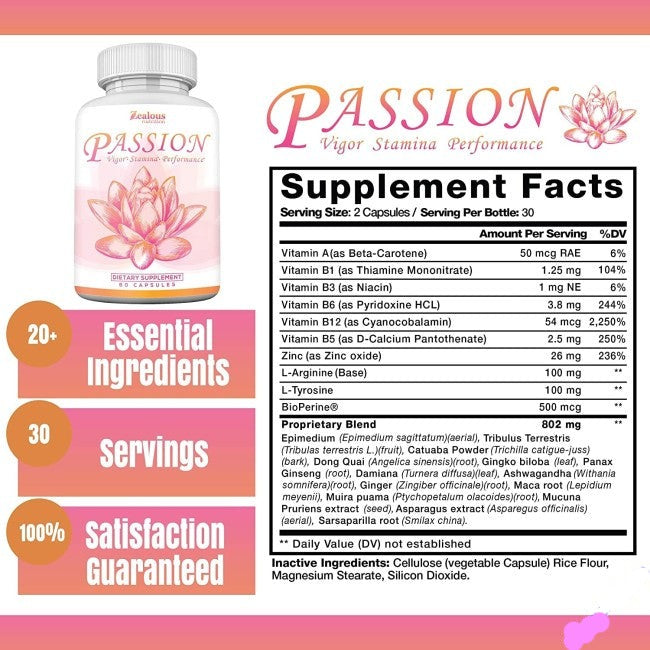 Zealous Passion Female Enhancement Pills 60 Caps