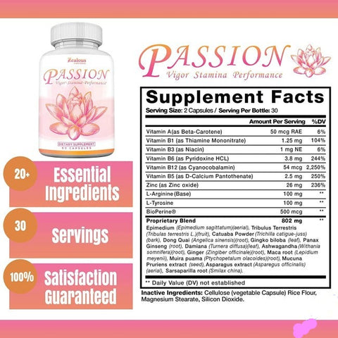 Zealous Passion Female Enhancement Pills 60 Caps