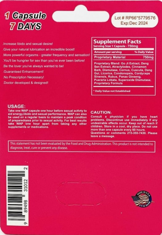 WAP 750mg Female Sensual Enhancement Pill