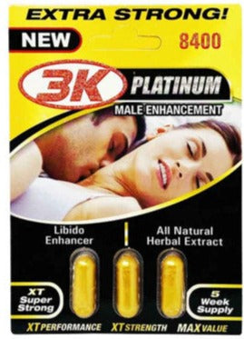 3 K Gold Platinum 8400mg 3 Pills Male Enhancement