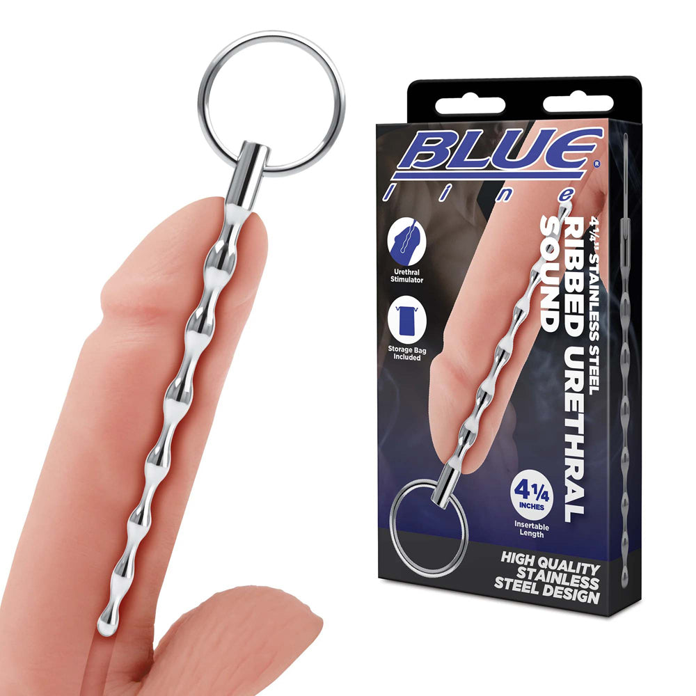 4.25 Inch Stainless Steel Ribbed Urethral Sound