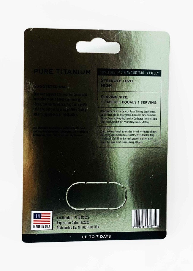 Pure Titanium Ti Male Sexual Enhancement Black Silver Pill