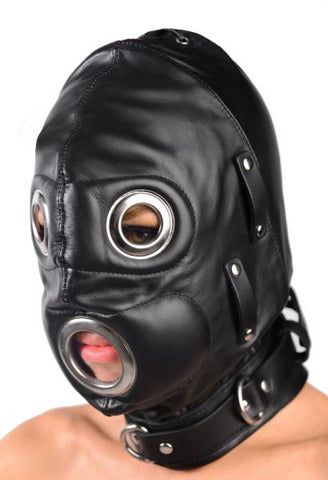 Total Lockdown Leather Hood Black Small/Medium