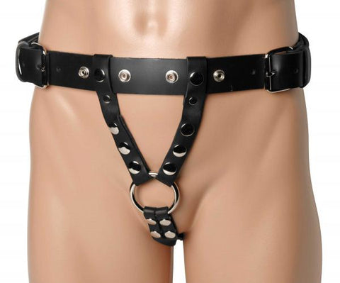 Double Penetration Premium Leather Dildo Harness For Men