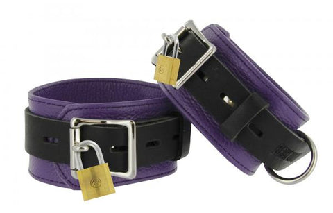 Strict Leather Purple Black Deluxe Locking Ankle Cuffs