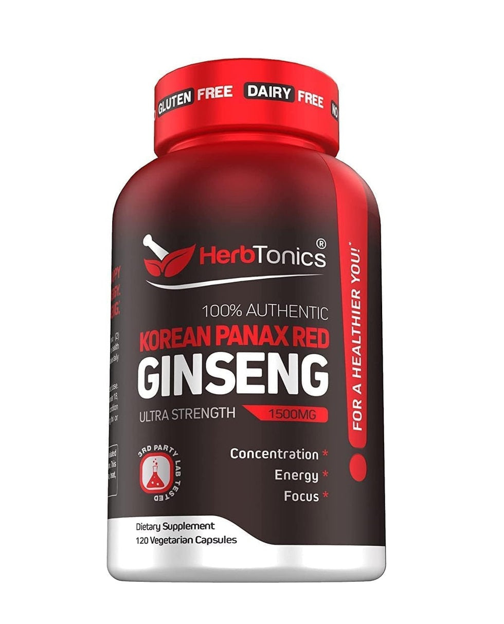 Herb Tonics Korean Red Panax Ginseng 120 Vegan Capsules