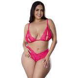 Get It Girl Peek-A-Boo Bralette & Split Crotch Boy Short Diva Pink 2Xl