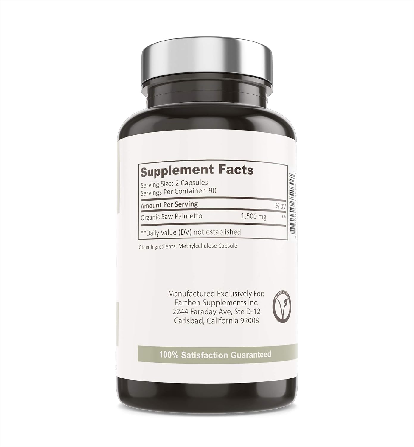 Earthen Saw Palmetto Dietary Supplement 180 Capsules