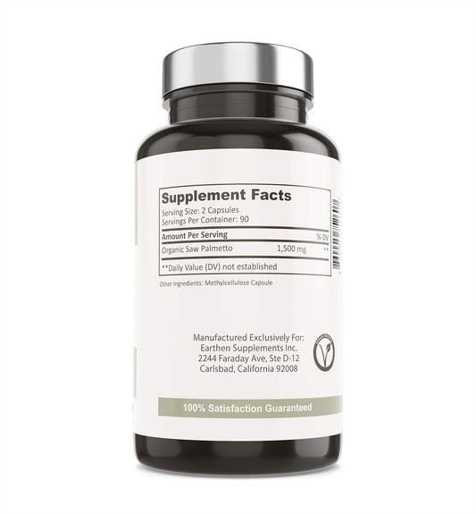 Earthen Saw Palmetto Dietary Supplement 180 Capsules