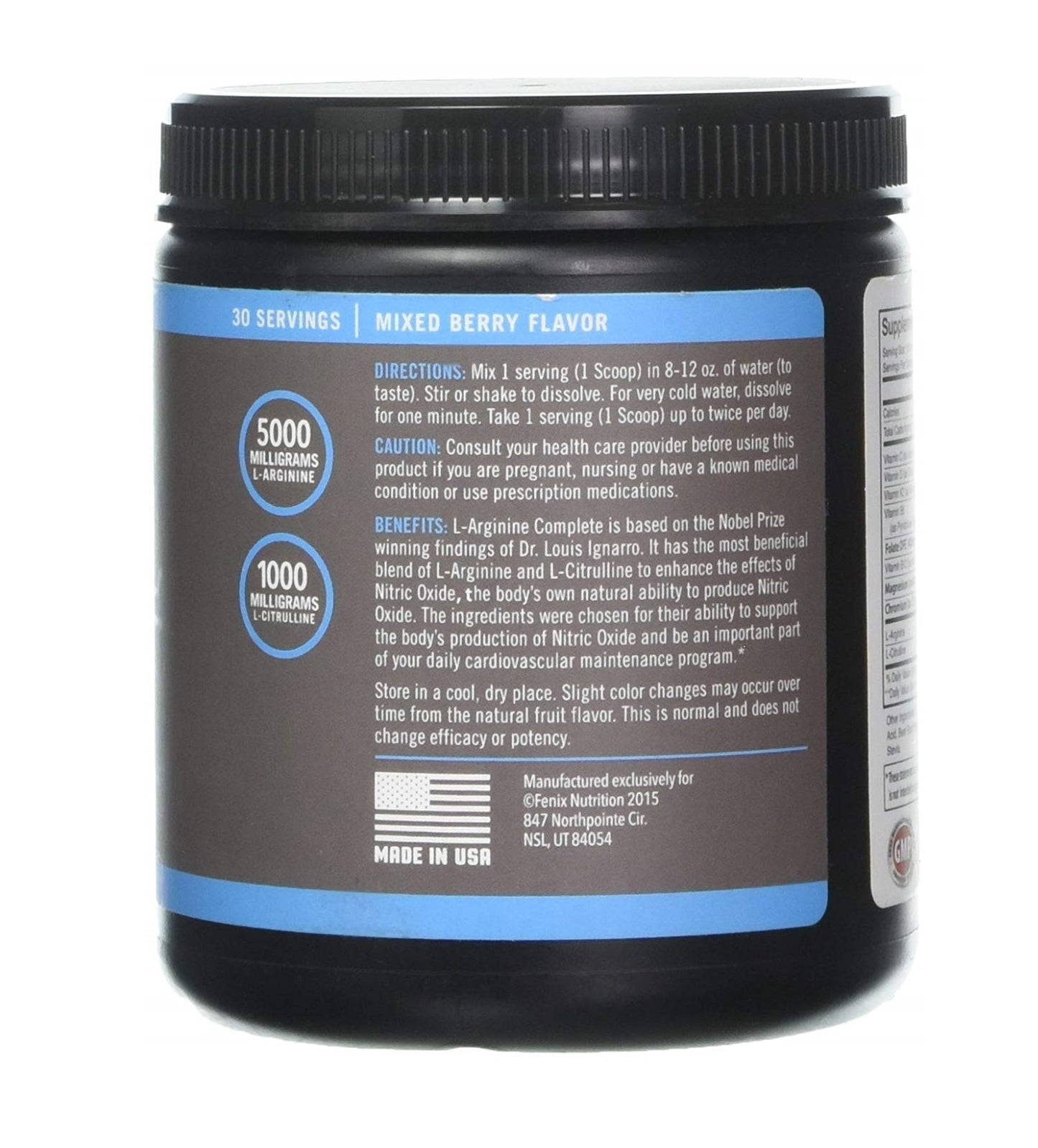 Fenix Nutrition L Arginine Complete Nitric Oxide Booster Mixed Berry