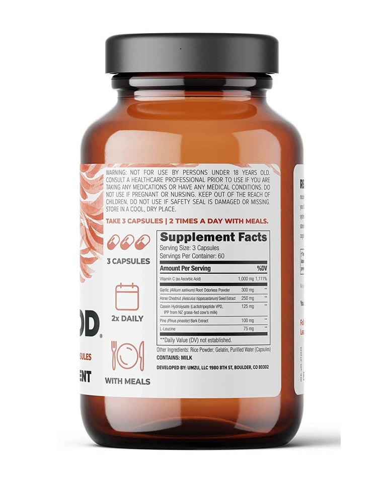 Umzu Redwood Blood Flow Support Nitric Oxide Booster 180 Capsules