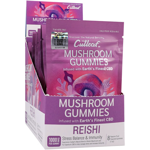 Cutleaf Mushroom Gummies Reishi Hemp Extract Passion Fruit 10 Pack