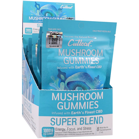 Cutleaf Mushroom Gummies Super Blend Hemp Extract Mixed Berries 10 Pack