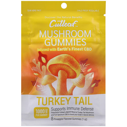 Cutleaf Mushroom Gummies Turkey Tail Hemp Extract Pineapple 10 Pack