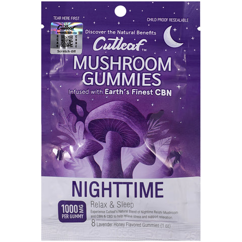 Cutleaf Mushroom Gummies Nighttime Reishi Lavender Honey 10 Pack