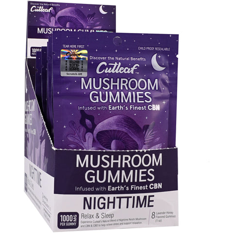 Cutleaf Mushroom Gummies Nighttime Reishi Lavender Honey 10 Pack
