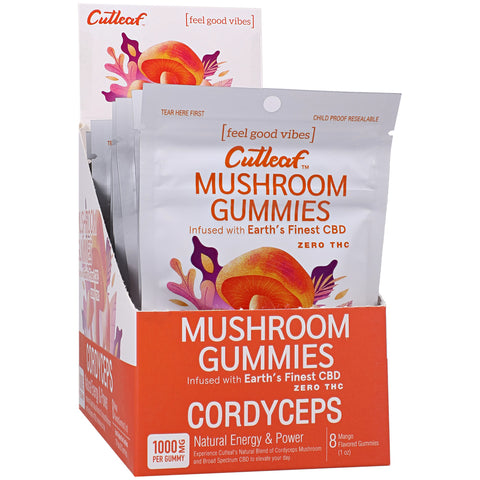 Cutleaf Mushroom Gummies Cordyceps Zero THC Mango 10 Pack