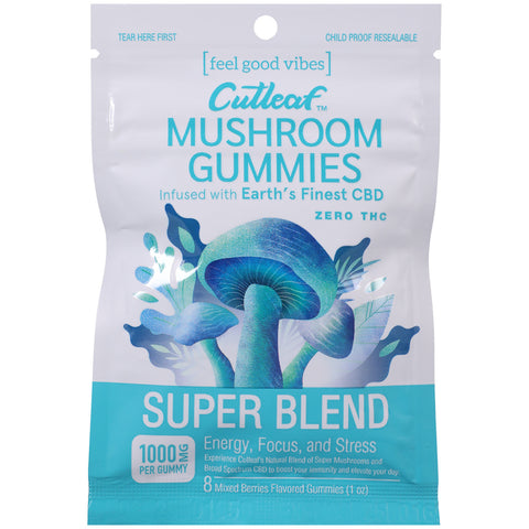 Cutleaf Mushroom Gummies Super Blend Zero THC Mixed Berries 10 Pack