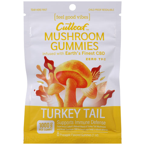 Cutleaf Mushroom Gummies Turkey Tail Zero THC Pineapple 10 Pack
